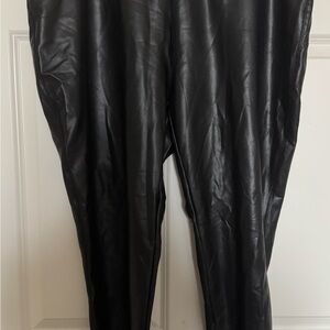 Ashley Stewart Black Leather Look Pants